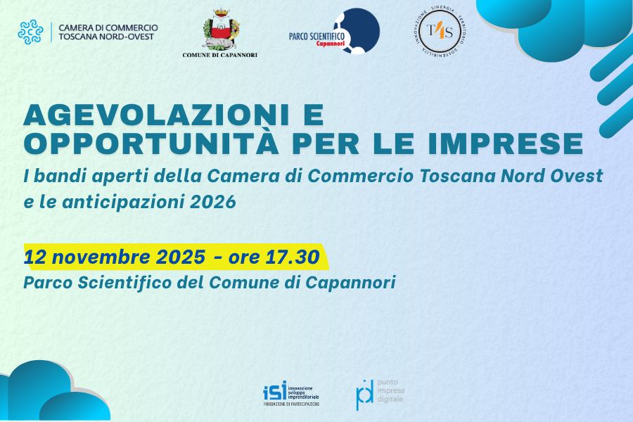 Agevolazioni e opportunit per le imprese Capannori save the date